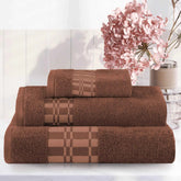 Larissa Cotton Geometric Border 3 Piece Assorted Towel Set